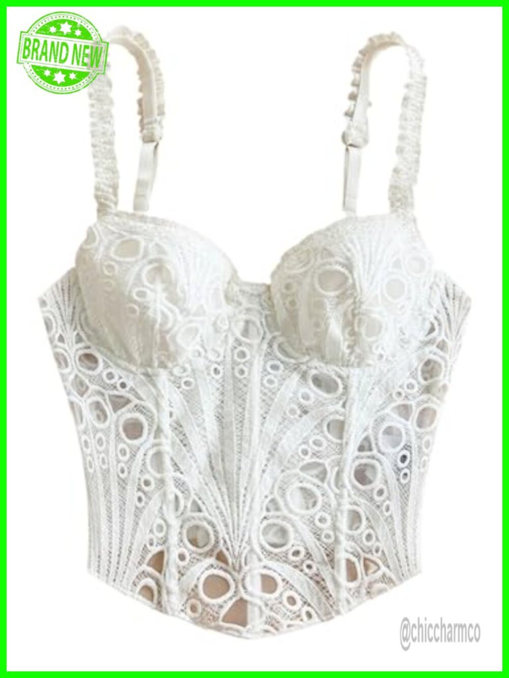 Women's Sheer Bustier Corset Mesh Embroidered Cami Top
